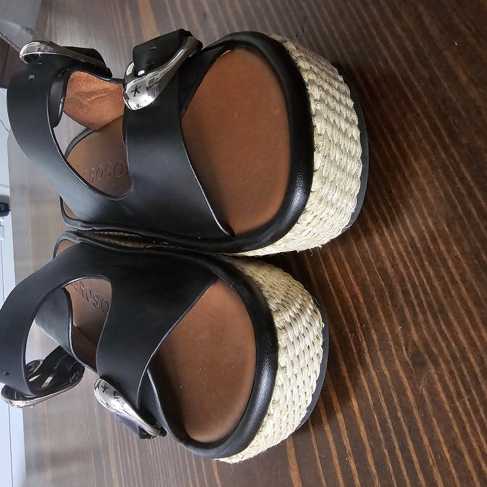 Aerosoles Black Sandals with Silver Buckles - Picture 3 of 5